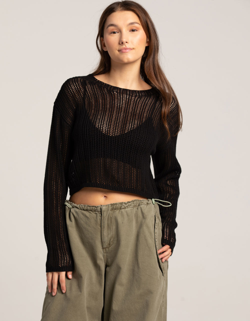 FULL TILT Open Knit Womens Pullover image number 3