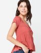 IVY & MAIN Solid Tier Womens Rust Babydoll Top image number 2