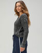 RSQ Womens Washed Cable Knit V-Neck Sweater image number 3