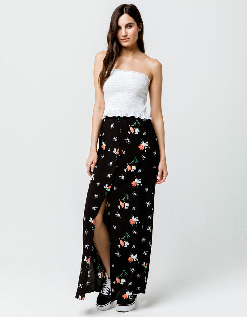 SKY AND SPARROW Floral Button Front Maxi Skirt image number 0
