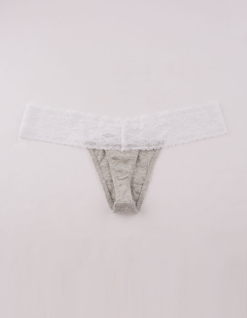 FULL TILT Lace Trimmed Heather Gray Thong image number 1