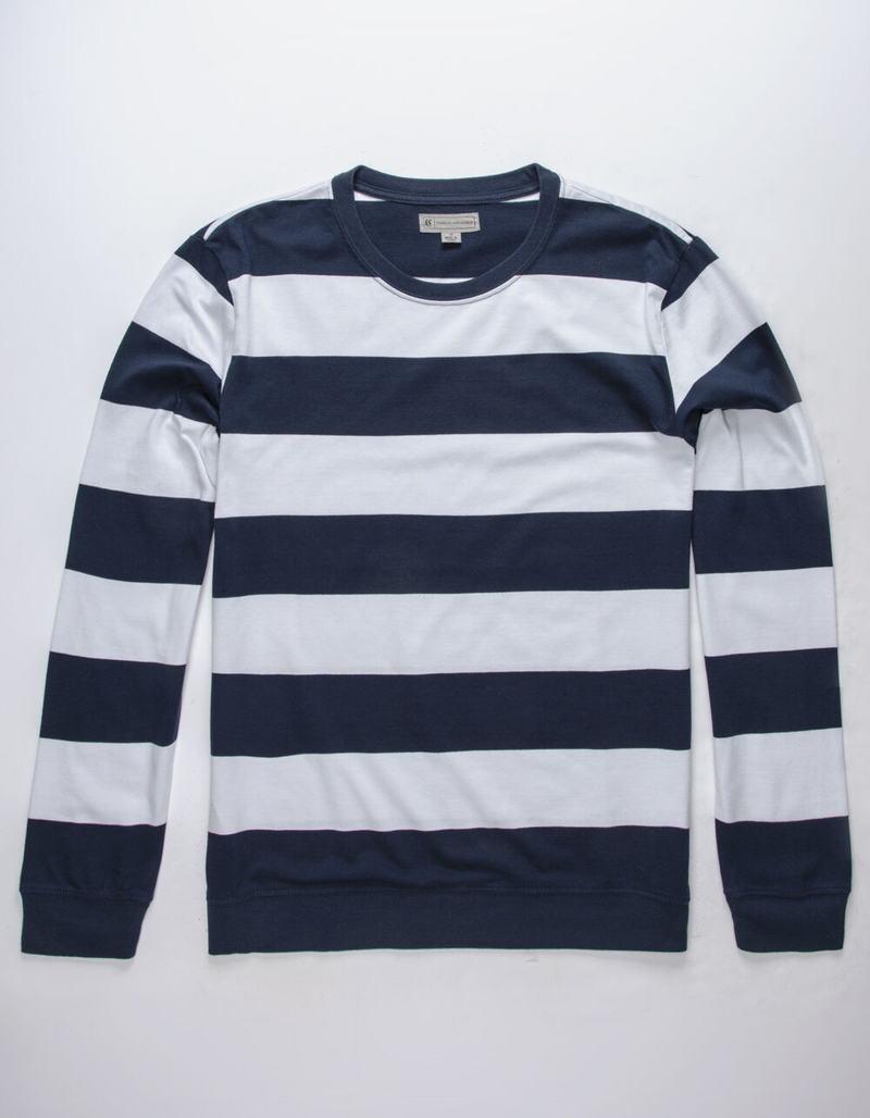CHARLES AND A HALF Stripe Navy Mens Rugby Shirt image number 0