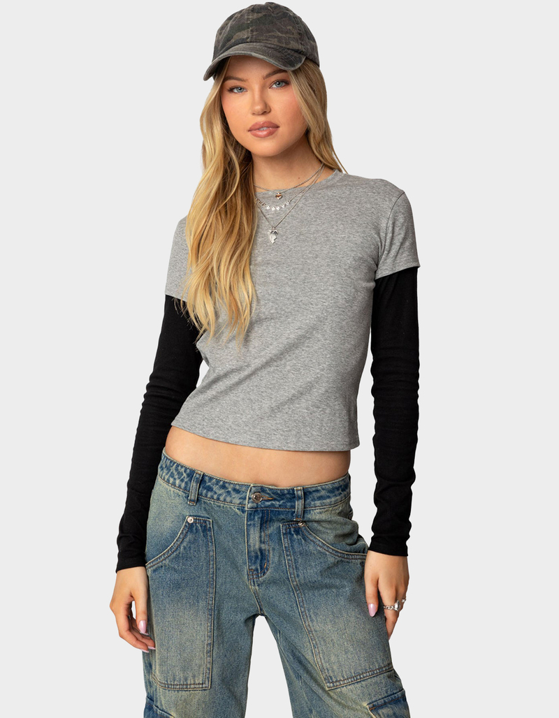 EDIKTED Lucine Layered Long Sleeve Tee image number 0