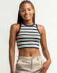 SKY AND SPARROW Stripe Womens Muscle Crop Tank image number 1