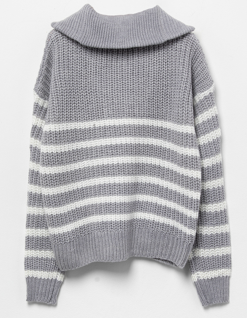 FULL CIRCLE TRENDS Stripe Half Zip Girls Sweater image number 1