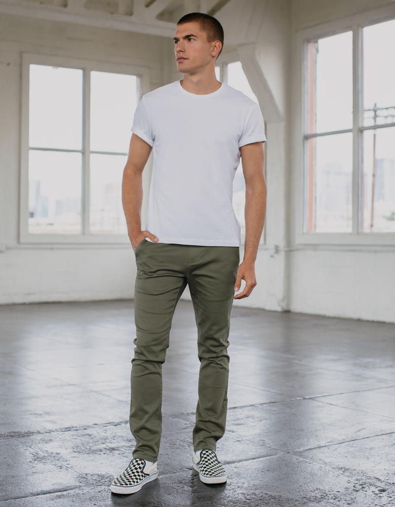RSQ Seattle Skinny Taper Heather Olive Mens Chino Pants image number 0