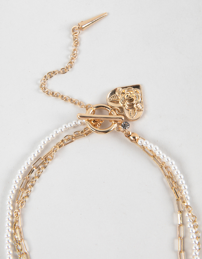 FULL TILT Lariat Faux Pearl/Heart Necklace image number 1