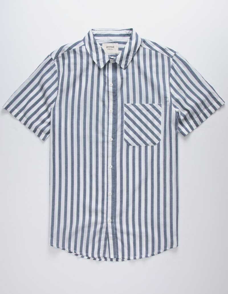 PRINTED Vertical Stripe Mens Button Up Shirt image number 0