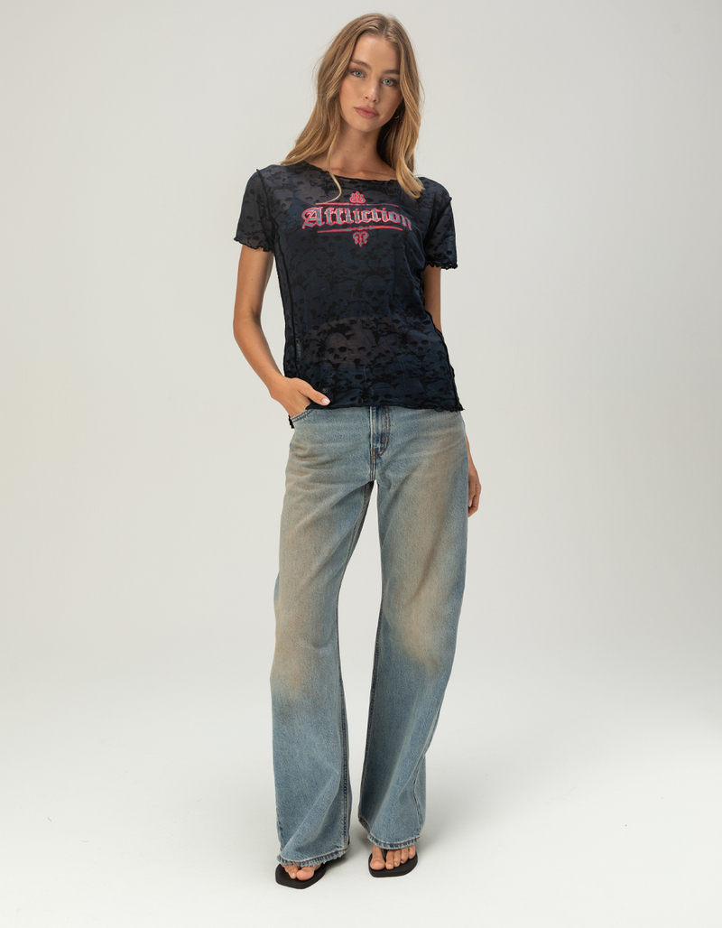 AFFLICTION Angel Wings Bo Womens Sheer Top image number 1