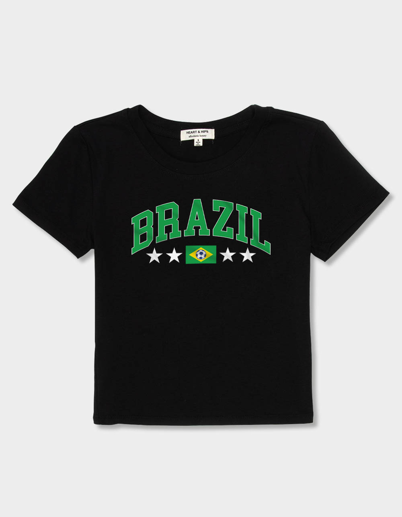 BRAZIL Flag Soccer Womens Baby Tee image number 1