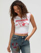 TRUE RELIGION Ribbed World Tour Notch Womens Baby Tee image number 1