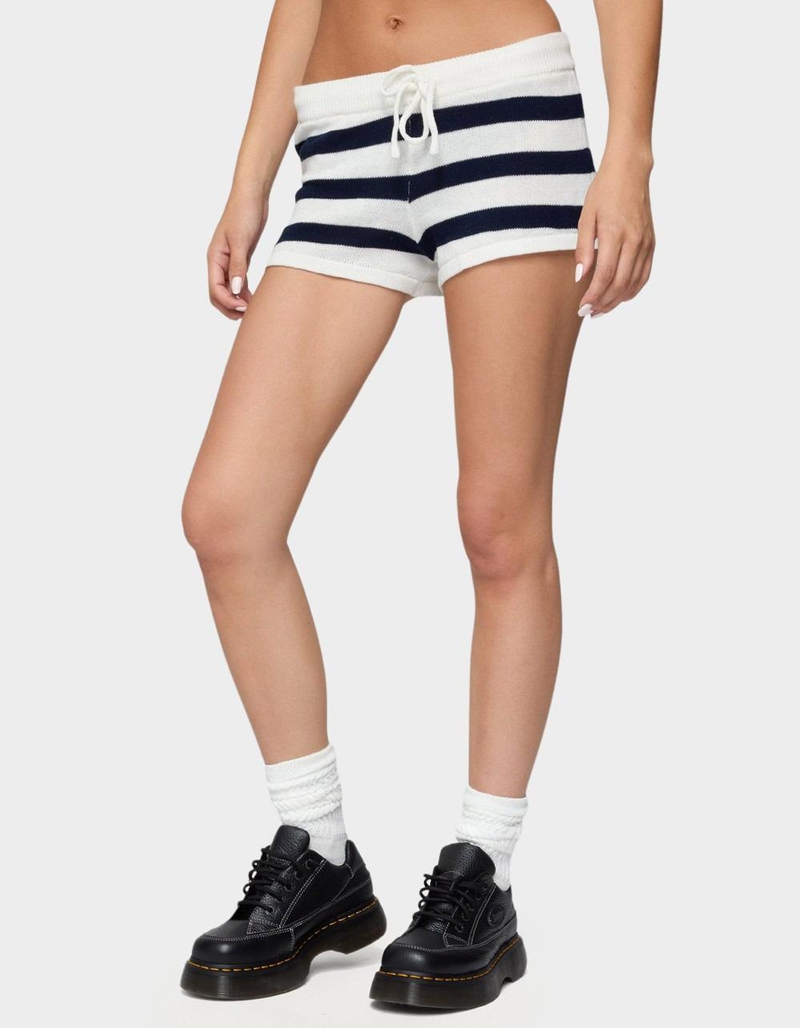 EDIKTED Amaris Striped Knit Shorts image number 1