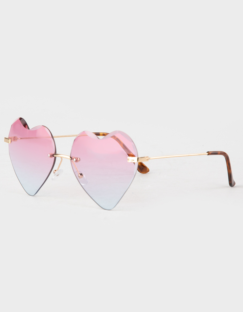 RSQ Rimless Oversized Heart Sunglasses image number 0