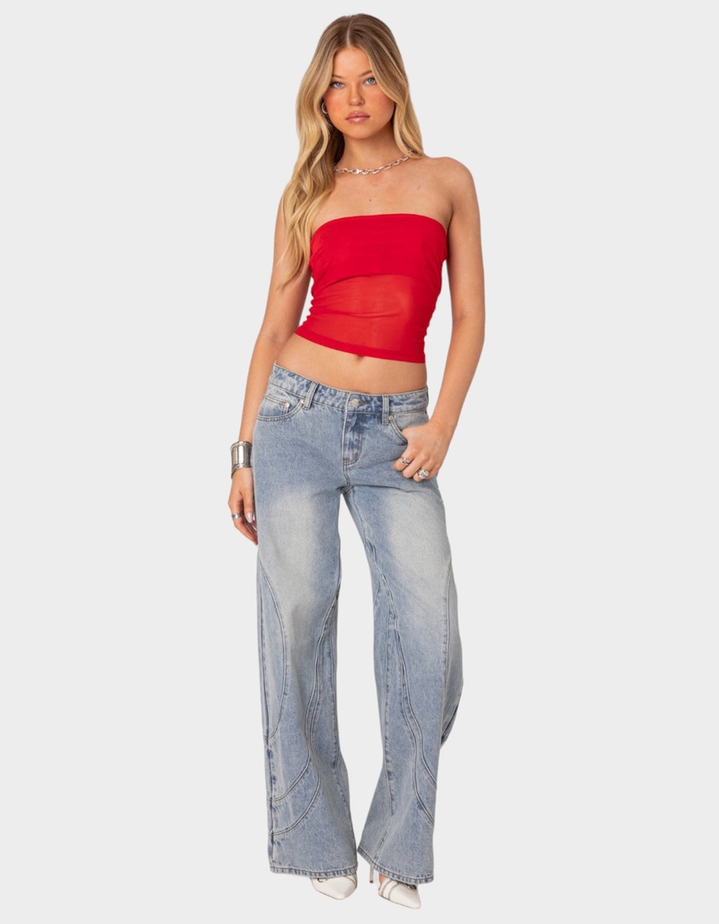 EDIKTED Celestia Sheer Mesh Tube Top image number 3