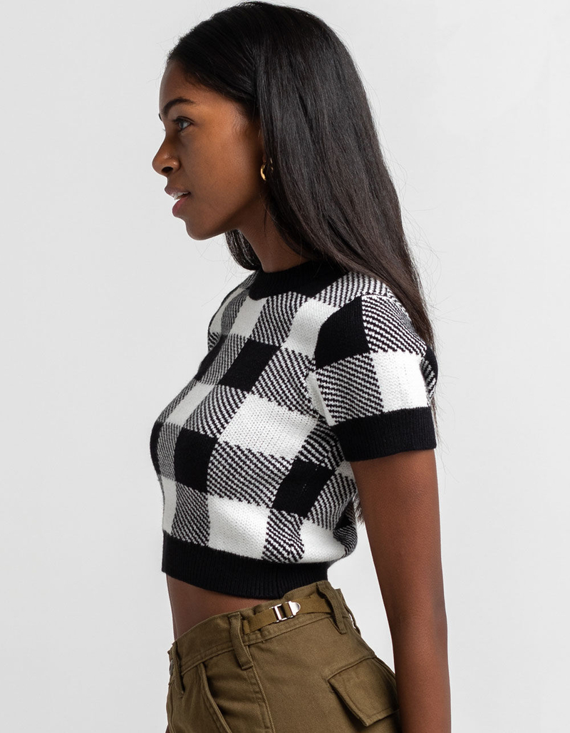 FULL TILT Womens Buffalo Plaid Crop Sweater image number 1