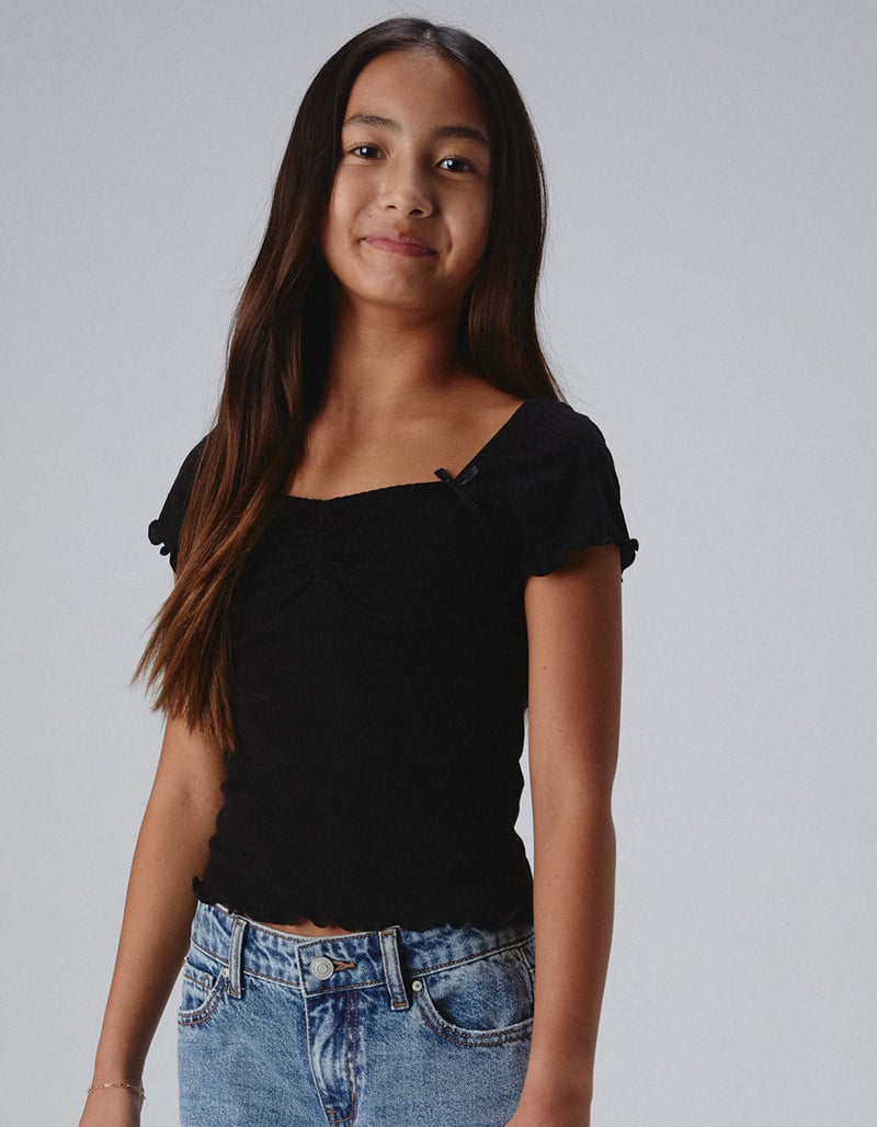 RSQ Girls Cinch Bow Top - BLACK