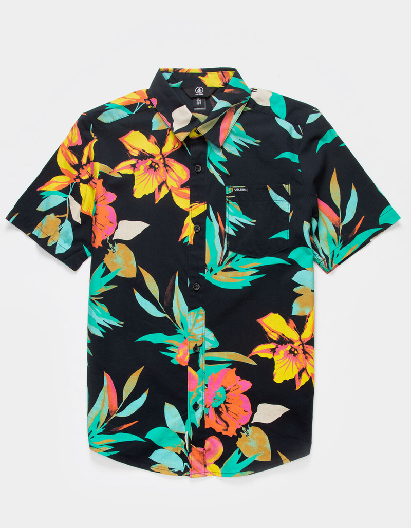 VOLCOM Marble Floral Boys Button Up Shirt image number 0