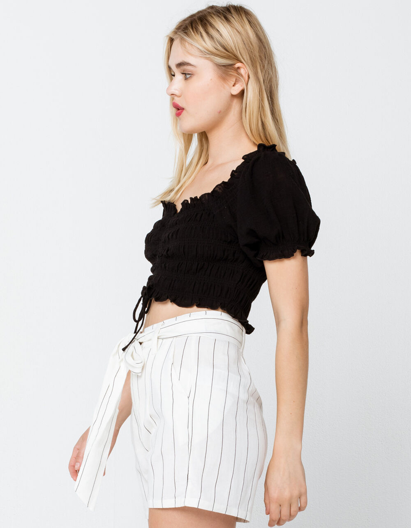 COTTON CANDY LA Cinched Woven Womens Crop Top image number 1