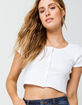 IVY & MAIN Button Pointelle Womens White Tee image number 2