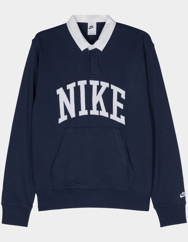 NIKE Club Fleece Mens Long Sleeve Polo Shirt MIDNIGHT BLUE Tillys