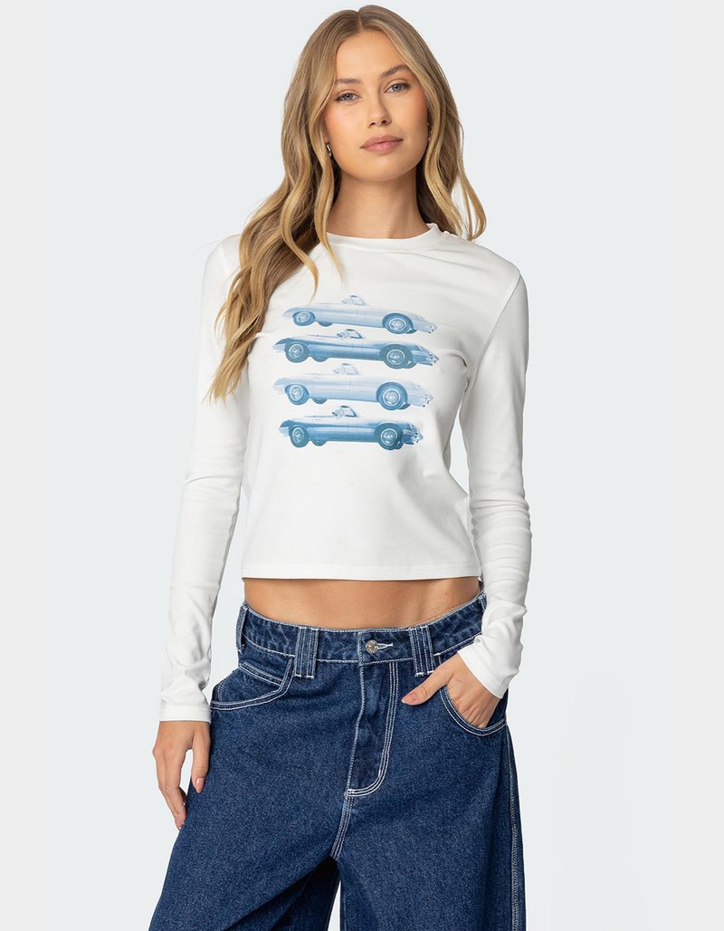 EDIKTED Car Club Long Sleeve Tee image number 0