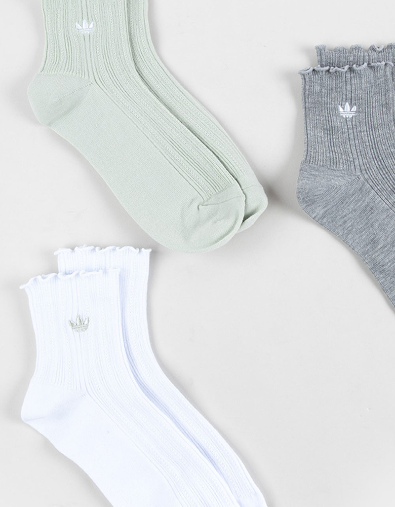 ADIDAS Originals 3 Pack Ruffle Quarter Womens Socks image number 1