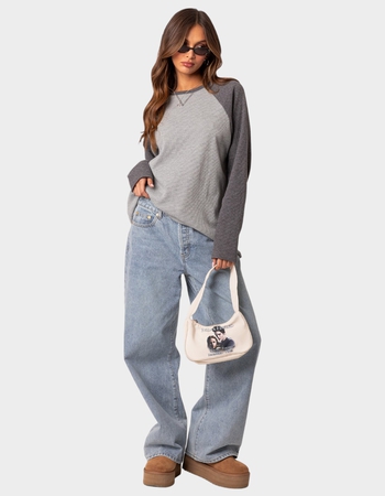 EDIKTED Me Time Oversized Waffle Top Alternative Image