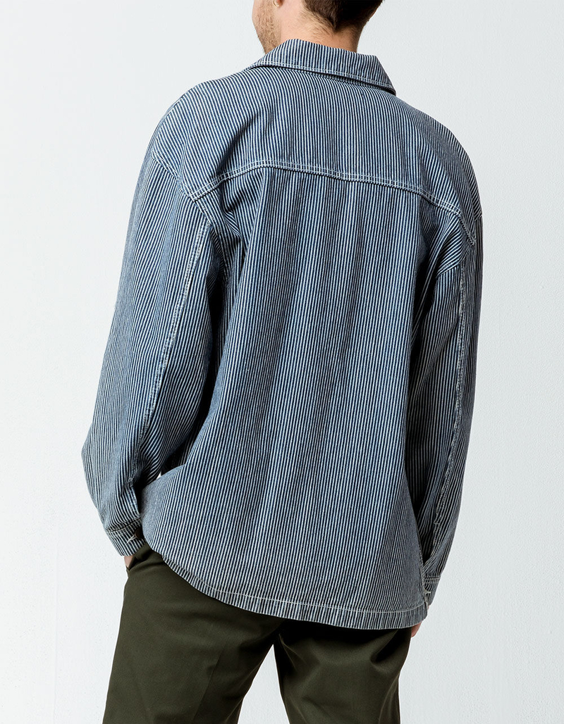 ELWOOD Indigo Pinstripe Mens Denim Chore Jacket image number 2