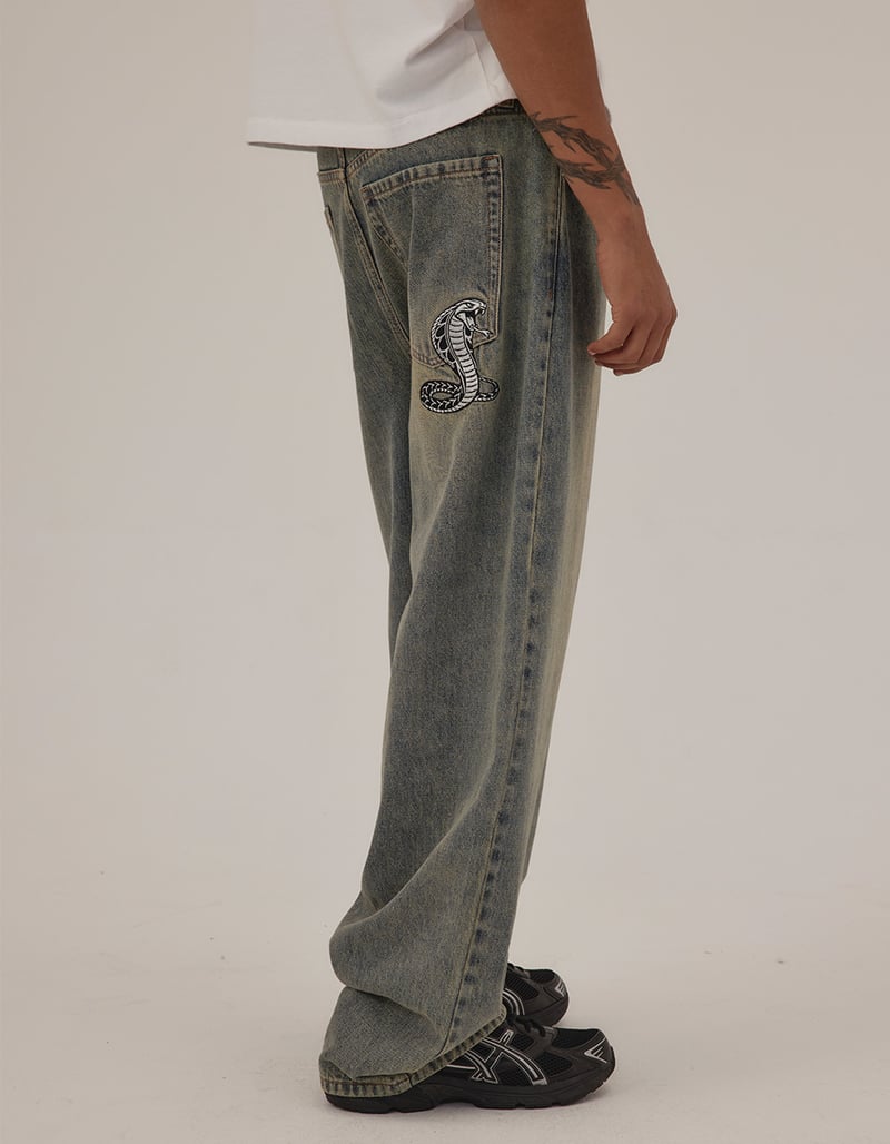 RSQ Mens Embroidered Extra Baggy Jeans image number 3
