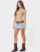 EDIKTED Stitched Up Denim Mini Skort image number 4