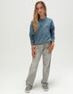 FULL TILT Embroidered Shell Girls Crewneck Boyfriend Sweatshirt image number 3