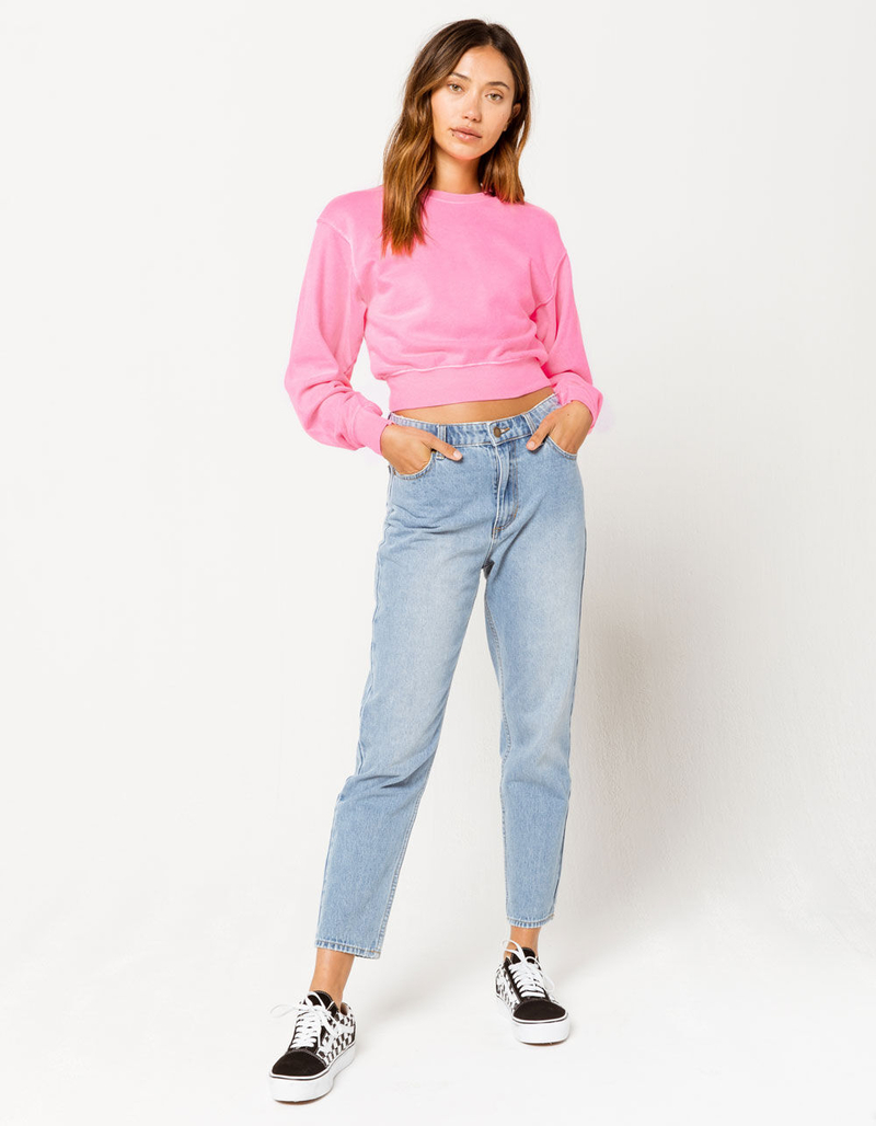 FULL TILT Pink Womens Crop Sweatshirt image number 3