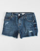 RSQ Vintage High Rise Girls Dark Wash Denim Shorts image number 1