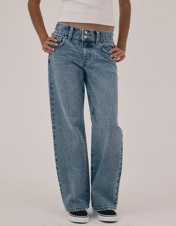RSQ Girls Mid Rise Double Button Wide Leg Jeans Alternative Image