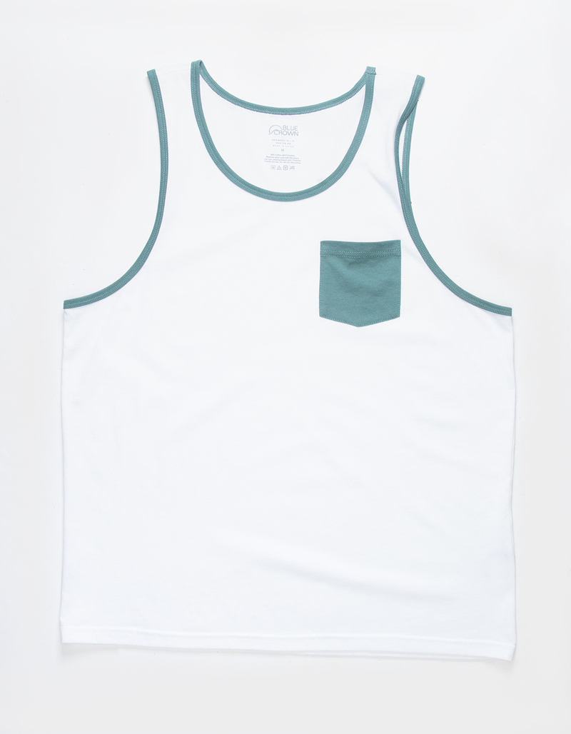 BLUE CROWN Mens Solid Pocket Tank Top image number 4
