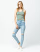 GOOD LUCK GEM Stripe Crop Turquoise Womens Tank Top image number 4