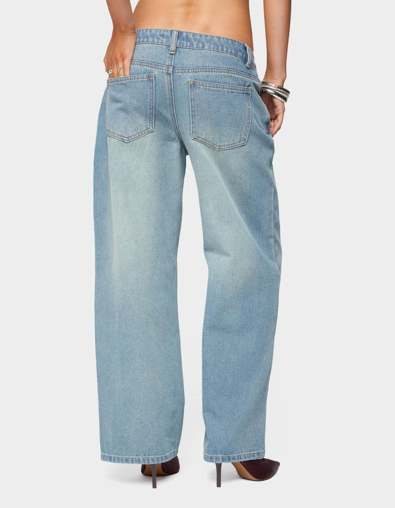 EDIKTED Petite Raelynn Washed Low Rise Baggy Jeans image number 2