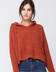 RSQ Chenille Hooded Split Back Rust Womens Sweater image number 1