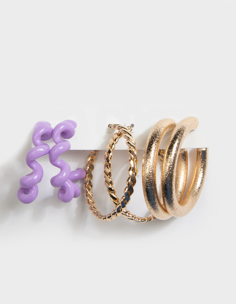 FULL TILT 3 Piece Swirl Hoop Earring Set image number 1