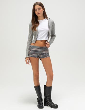 RSQ Womens Cable Knit Zip-Up Sweater Alternative Image