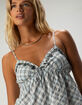 RSQ Womens Embroidered Plaid Babydoll Top image number 5