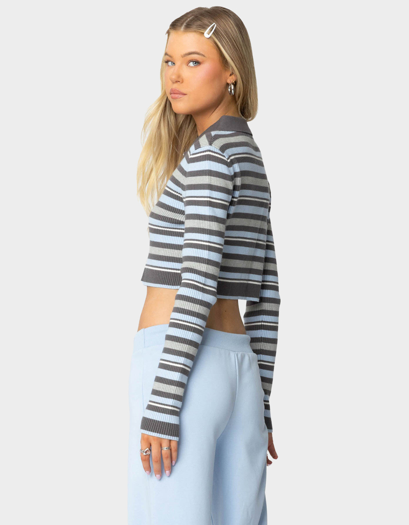 EDIKTED Giulia Stripey Ribbed Knit Top image number 4