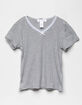 WHITE FAWN Lace Trim Girls Heather Gray Tee image number 1