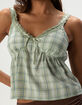 MADDEN GIRL Womens Plaid Babydoll Top image number 2