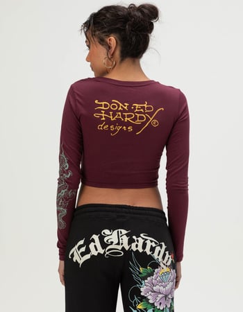 ED HARDY Koi Fish Womens Long Sleeve Baby Tee Alternative Image