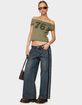 EDIKTED Petite Contrast Panel Low Rise Jeans image number 5