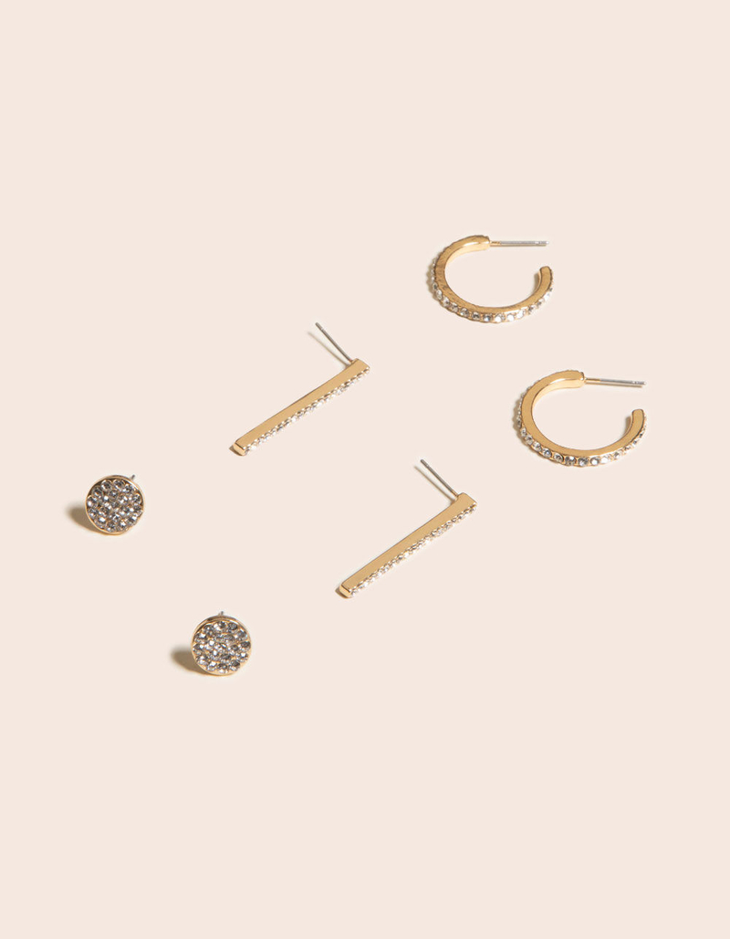 WEST OF MELROSE 3 Pairs Rhinestone Stud Earrings image number 0