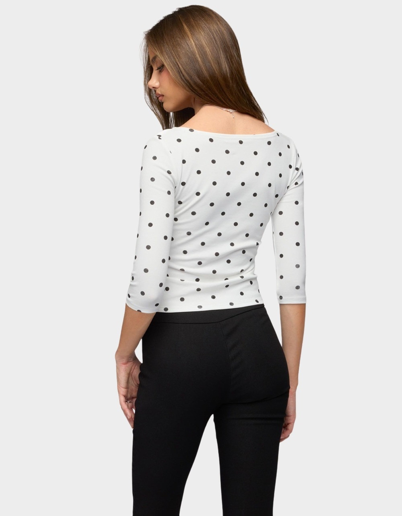EDIKTED Katey V-Neck Polka Dot Top image number 2