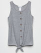 WHITE FAWN Thermal Tie Front Heather Gray Girls Tank Top image number 1