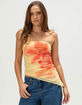 MADDEN GIRL Womens Mesh Floral Asymmetrical Tube Top image number 1